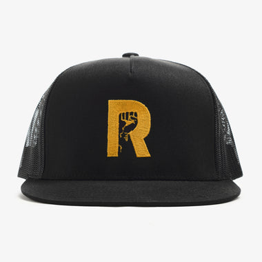 R-LOGO TRUCKER HAT-BLK/GOLD